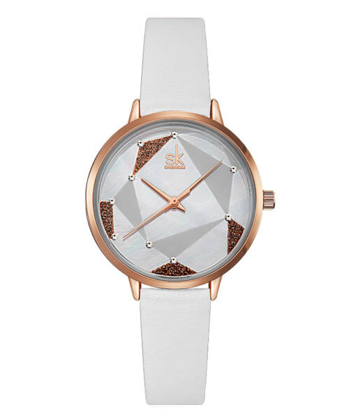 K0117-Exquisite, elegant, and natural iridescent seashell surface geometric glitter Women's watch