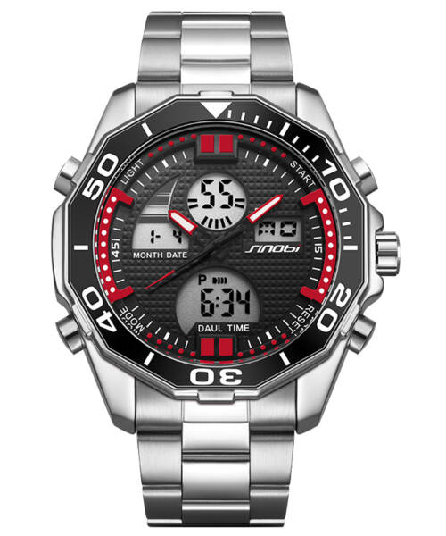 S9730-Trendy fashion multifunction dual-display electronic + quartz movement men's watch