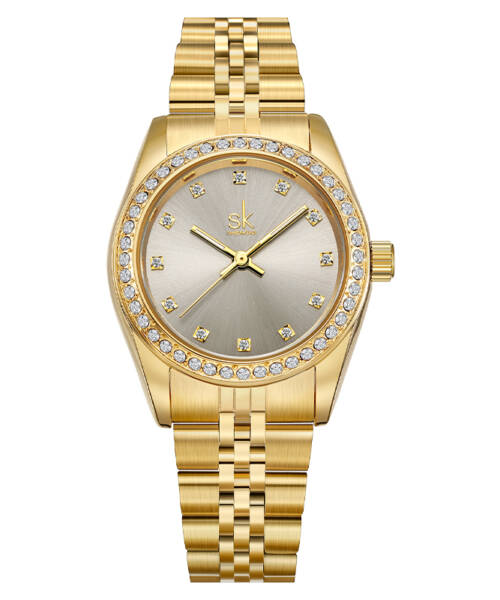 K0156-Diamonds Adorned Elegant Sunray-textured Business Women's watch