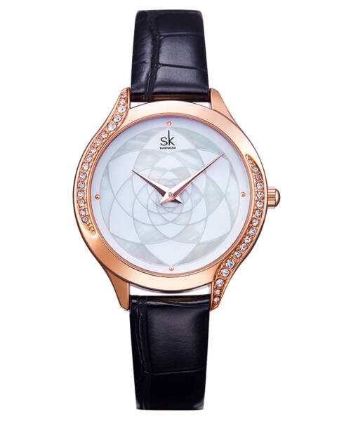 K0122-Elegant, exquisite, natural iridescent shell dial with floral design women's watch