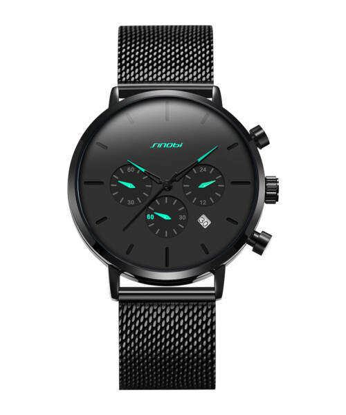 S9807-Black Fashion Calendar Waterproof Quartz Men's Watch