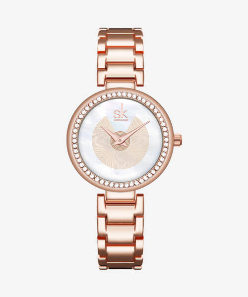 K0112-Elegant  adorned with delicate diamonds natural iridescent mother-of-pearl dial quartz Women's watch