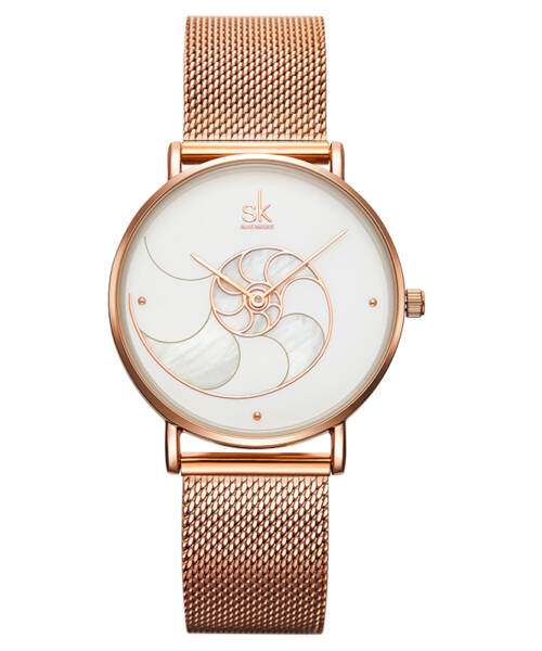 K0115-Exquisite Natural Iridescent Shell Designed with Mesh Strap Quartz Women's Watch 