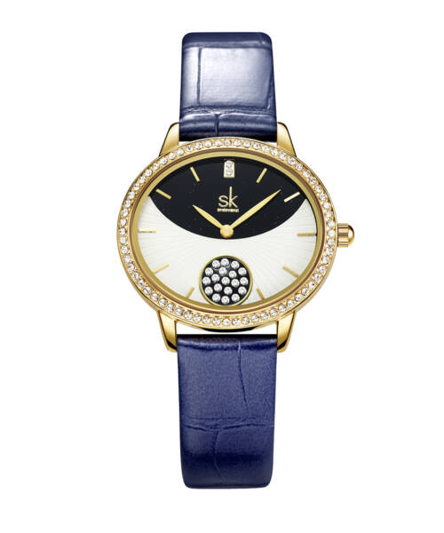 K0190-Oval-shaped Fashion Diamond-Set Exquisite Crescent Quartz Women's Watch