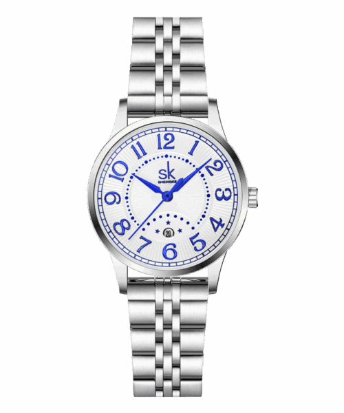 SK Moving 7 Diamonds Watch Guangzhou Watches Quartz Watches Crystal With Wholesale Genuine Leather Strap K0200